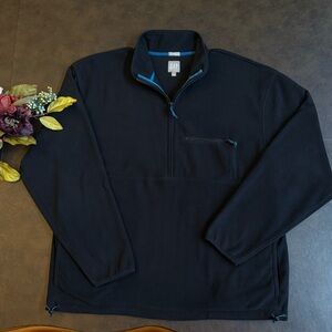 GAP Black & Teal Polar Fleece Quarter 1/4 Zip Pullover; Size Large Tall
